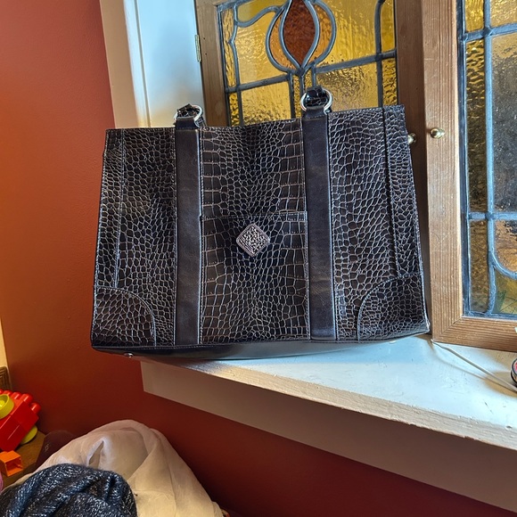 Coldwater Creek Dark Brown  Croc-Embossed Tote - Picture 8 of 15